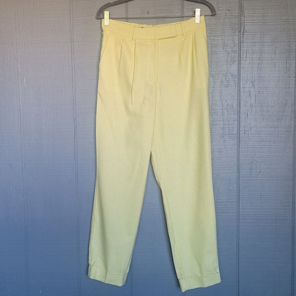Express Linen Blend Pleated Ankle Super High-Rise Pants. Size S